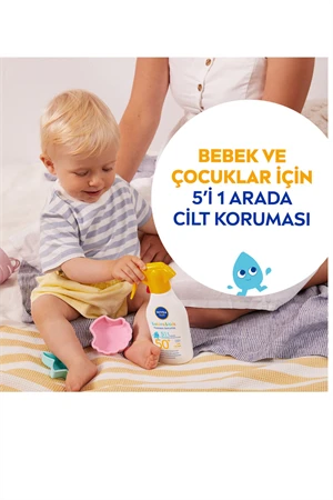 Nivea Sun Bebek & Çocuk Güneş Spreyi SPF 50 – 270 ml | Hassas Ciltler İçin Yüksek Koruma | Suya Dayanıklı Güneş Koruyucu - Resim 5