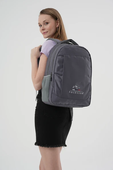 Cambridge Polo Club Unisex Çok Gözlü Günlük Sırt Çantası - Okul Çantası Gri - Resim 9