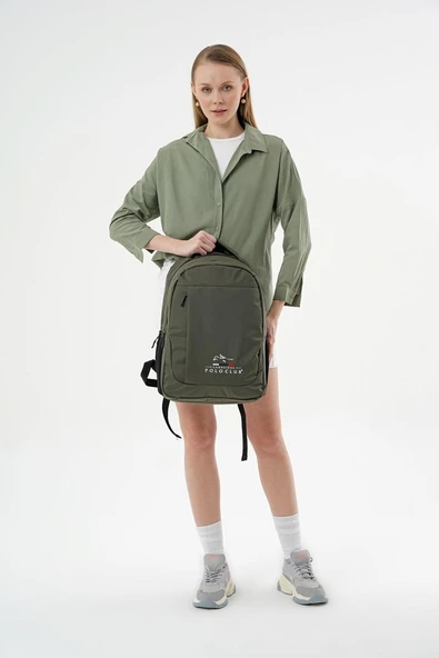 Cambridge Polo Club Unisex Çok Gözlü Günlük Sırt Çantası - Okul Çantası Haki - 6