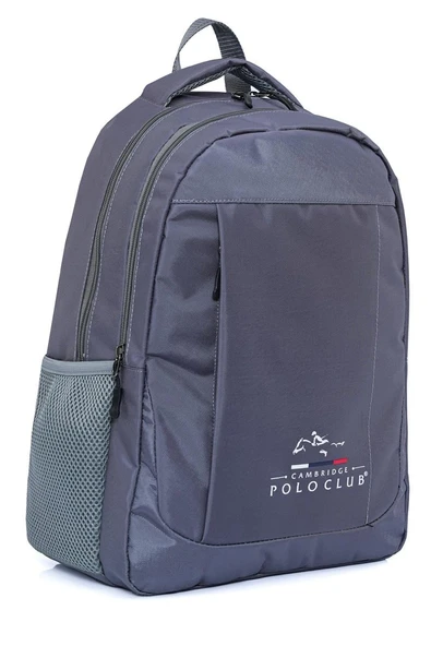 Cambridge Polo Club Unisex Çok Gözlü Günlük Sırt Çantası - Okul Çantası Gri - Resim 2