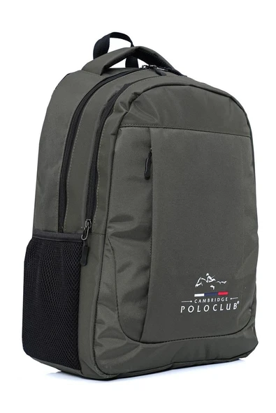 Cambridge Polo Club Unisex Çok Gözlü Günlük Sırt Çantası - Okul Çantası Haki - 2