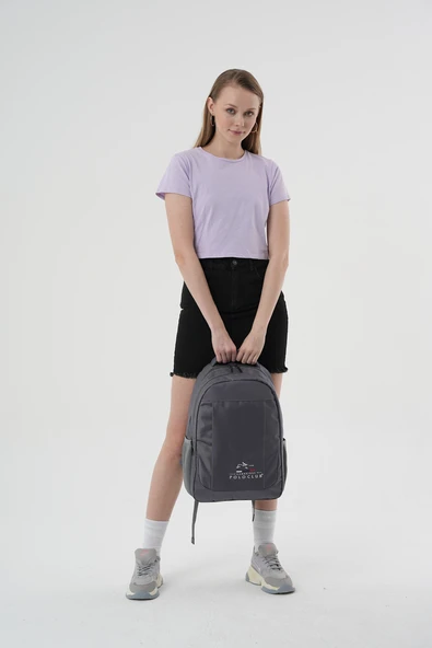 Cambridge Polo Club Unisex Çok Gözlü Günlük Sırt Çantası - Okul Çantası Gri - Resim 7