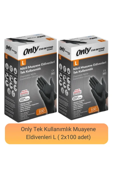 Only Evo Beyond Nitril Muayene Eldiveni L (100 adet x 2) - 1