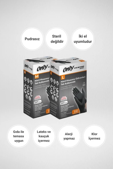 Only Evo Beyond Nitril Muayene Eldiveni L (100 adet x 2) - 2