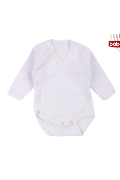 Kruvaze Uzun Kollu Kundak Bebek Body Beyaz ürün görseli