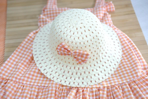 Kareli Desenli Ekose Fırfırlı Omuzdan Bağlamalı Yazlık Elbise Yavru Ağzı - Resim 4