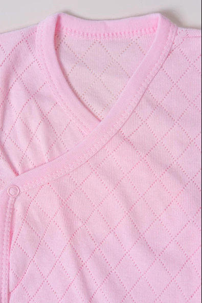 Uzun Kol Kundaklı Body Baklava Desen Klimalı Kumaş Pembe - Resim 5