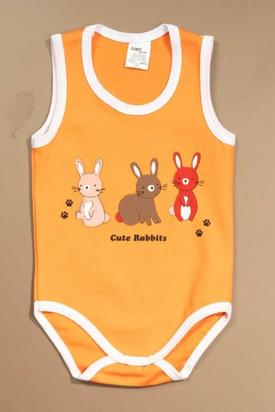 Baskılı Çocuk Body Unisexi Turuncu - 1