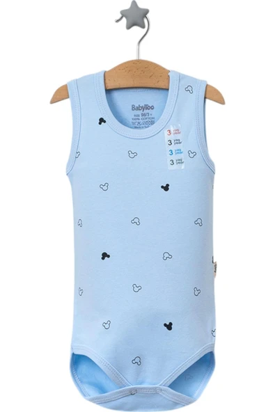 Mickey Desenli Askılı Body Mavi - 1