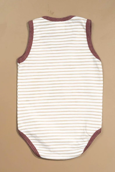 Baskılı Çizgili Çocuk Body Unisex Beyaz - Resim 2