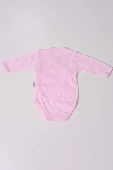 Uzun Kol Kundaklı Body Baklava Desen Klimalı Kumaş Pembe - Resim 2