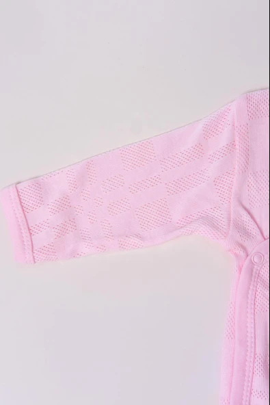 Uzun Kol Kundaklı Body Kare Desen Klimalı Kumaş Pembe - Resim 2