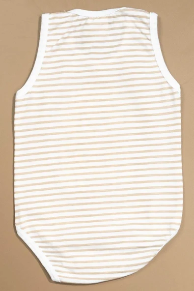 Baskılı Çizgili Çocuk Body Unisex Krem - Resim 2