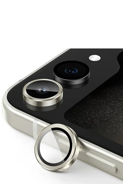 Samsung Galaxy Z Flip 5 Valdez Metal Kamera Lens - Krem - 1