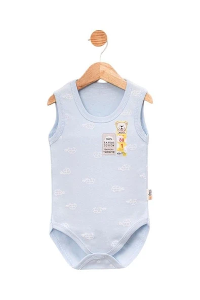 Kaplumbağa Desenli Kolsuz Bebek Body Mavi ürün görseli
