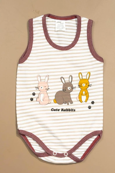 Baskılı Çizgili Çocuk Body Unisex Beyaz ürün görseli