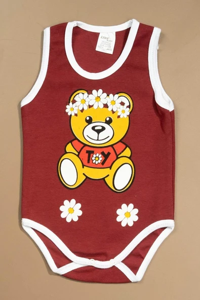 Baskılı Çocuk Body Unisex Bordo - 1