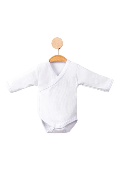 Uzun Kollu Ribanalı Kundak Body Beyaz ürün görseli