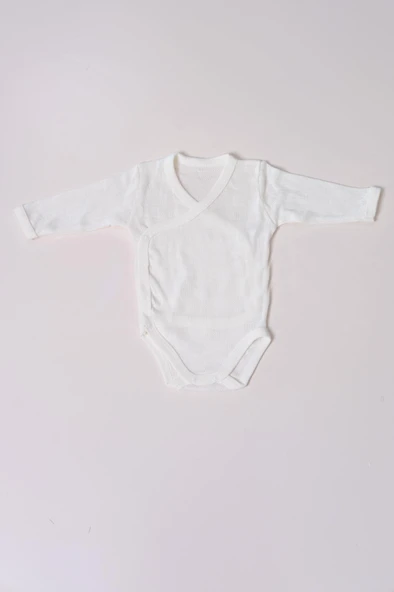 Uzun Kol Kundaklı Body Kare Desen Klimalı Kumaş Beyaz ürün görseli