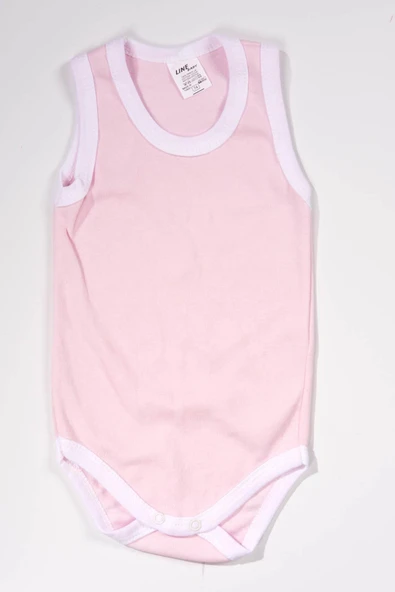 Unisex Toz Pembe Body Çıtçıtlı Bisiklet Yaka Atlet Kol Beyaz ürün görseli