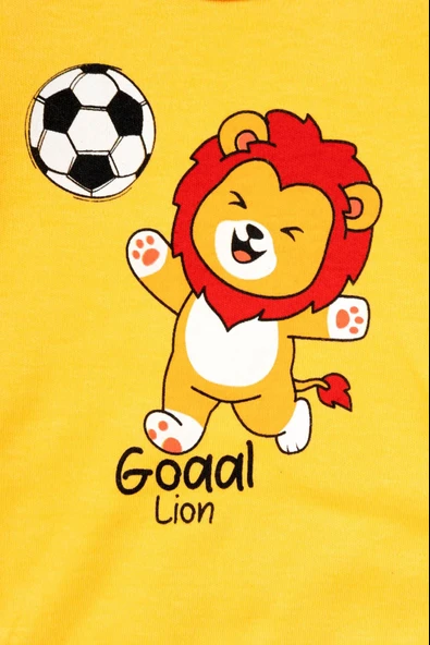 Aslan Baskılı Sarı Uzun Kollu Bebek Body - Resim 6