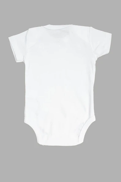 Kalp Baskılı  Pamuklu Kısa Kol Bebek Body  Beyaz - Resim 2