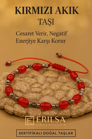 Sertifikalı Kırmızı Akik Taşı Bileklik Cesaret Verir ve Negatif Enerjiye Karşı Kalkan Oluşturur ürün görseli