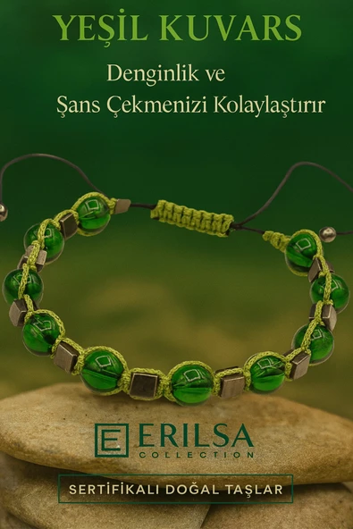 Sertifikalı Yeşil Kuvars Taşı Bileklik Dinginlik Sağlar ve Şans Enerjisini Hayatınıza Çeker ürün görseli
