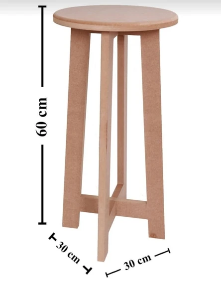 Boyanabilir Ahşap MDF Yuvarlak Demonte Tabure 30x60 cm