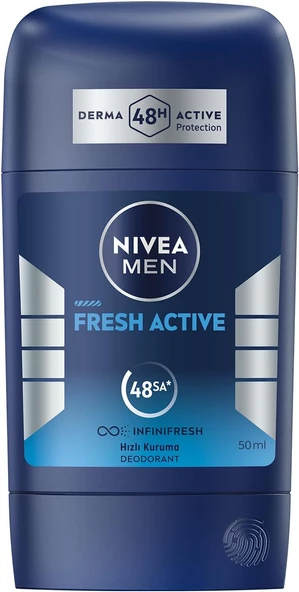 NIVEA Men Erkek Stick Deodorant Fresh Active 50 ml, Ter ve Ter Kokusuna Karşı 48 Saat Deodorant Koruması, Okyanus Özleri ürün görseli