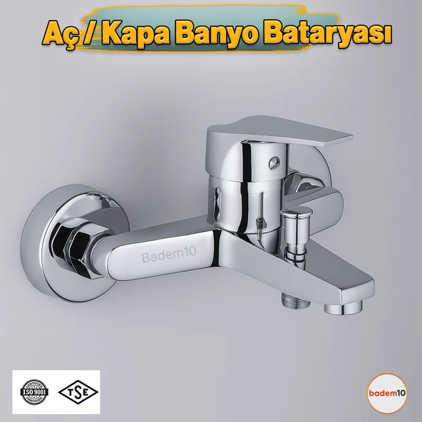 Premium Tek Kollu Aç Kapa Krom Banyo Bataryası Duvar Tipi Armatür Modern Tasarım Sıcak Soğuk Ayarlı ürün görseli