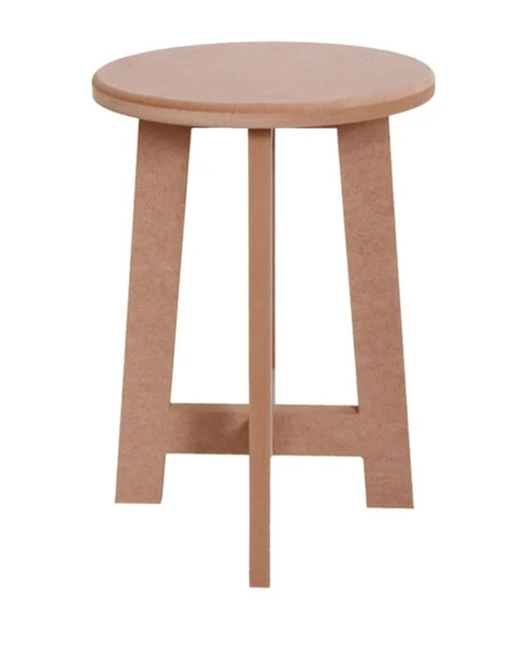 Boyanabilir Ahşap MDF Yuvarlak Demonte Tabure 30x40 cm - 2