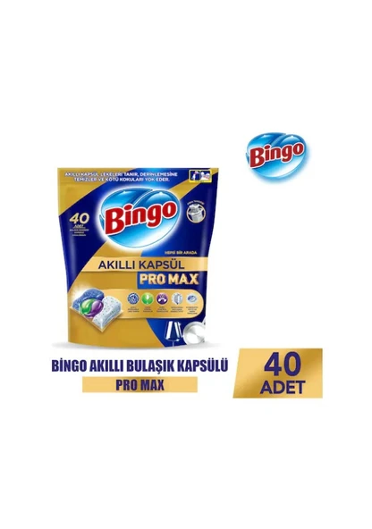Bingo Akıllı Kapsül Pro Max Bulaşık Makinesi Deterjanı 40 Tablet ürün görseli