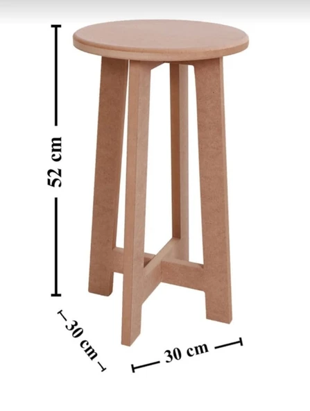 Boyanabilir Ahşap MDF Yuvarlak Demonte Tabure 30x50 cm