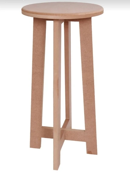 Boyanabilir Ahşap MDF Yuvarlak Demonte Tabure 30x60 cm - 2