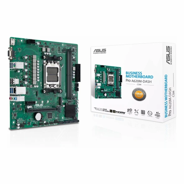 Asus Pro A620M-DASH-CSM DDR5 (7200MHz)OC M.2 VGA/HDMI PCIe 4.0 AM5 mATX Anakart ürün görseli 1