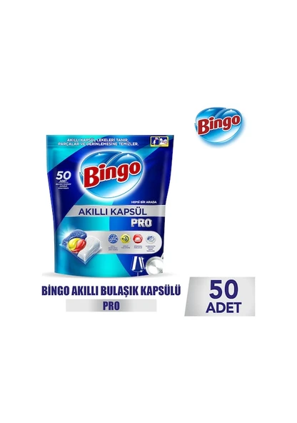 Bingo Akıllı Kapsül Pro Bulaşık Makinesi Deterjanı 50 Tablet ürün görseli 1