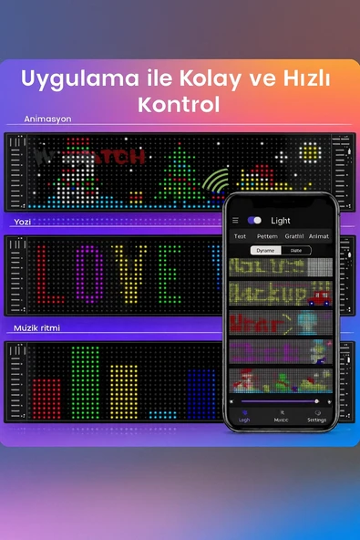 Su Geçirmez Süper Parlak Programlanabilir LED Matris Paneli Mağaza Otel Özel Metin Deseni 130cmÖzel Metin Deseni Animasyon - 6