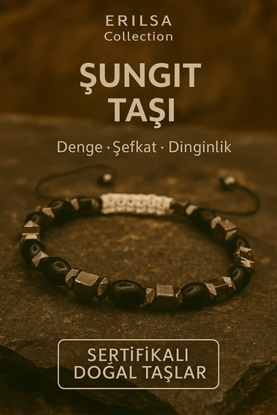 Sertifikalı Şungit Taşı Bileklik Dinginlik ve Şefkat Enerjisiyle Ruhsal Dengeyi Destekler ürün görseli