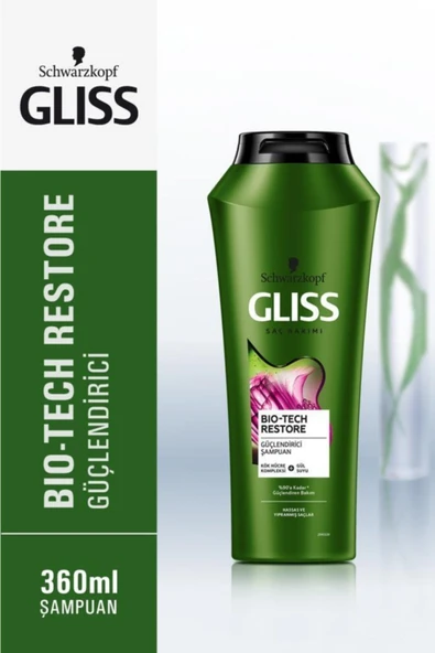 Gliss Bio-Tech Restore Güçlendirici Şampuan- Kök Hücre Kompleksi ve Gül Suyu ile 360 ml - 2