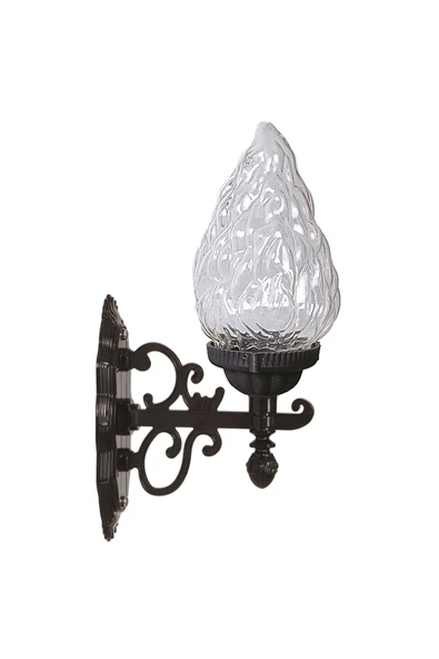 Şanlı Bahçe Siyah Fener Aplik - Bahçe Teras Balkon Masa Duvar Üstü Aplik Fener Aydınlatma Boy 40cm