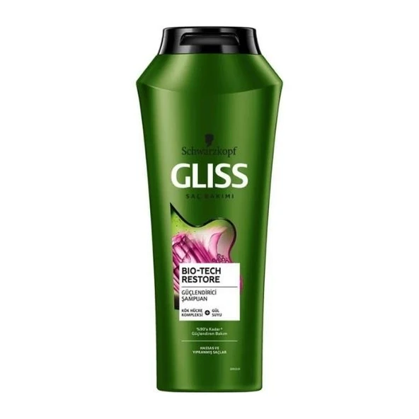 Gliss Bio-Tech Restore Güçlendirici Şampuan- Kök Hücre Kompleksi ve Gül Suyu ile 360 ml - 1