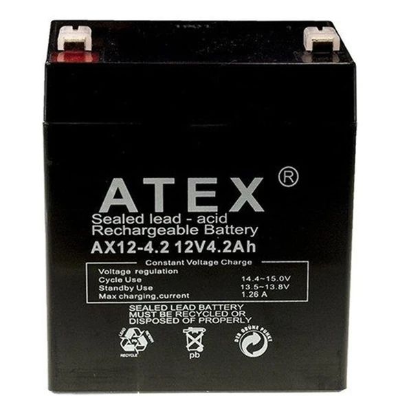 Atex AX12-4.2 12 Volt 4.2 Amper Kuru Akü (90x70x101 Mm)