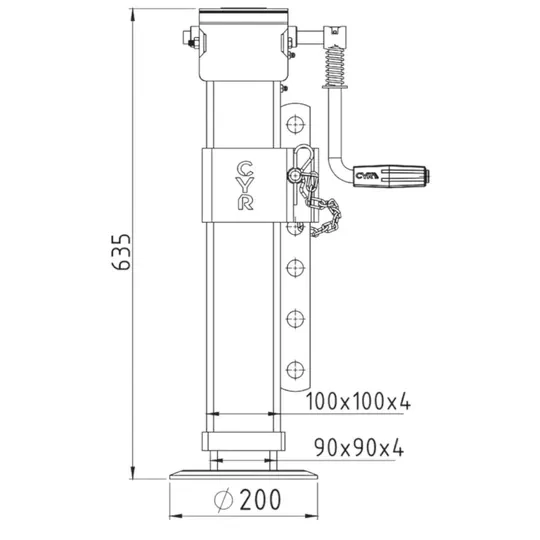Çayırova Şanzımanlı Ayarlı Römork Kriko 100x100mm-15.000 KG - Resim 7