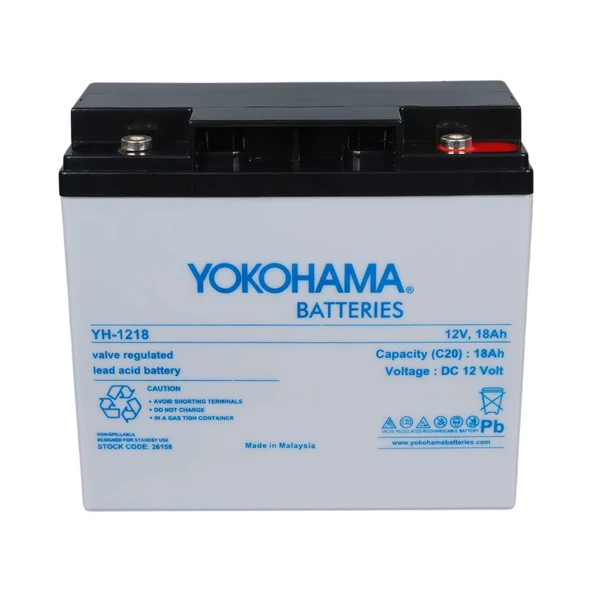 Yokohama YH-121.8 12 Volt 18 Amper Akü (181x76x167 mm) - Resim 2