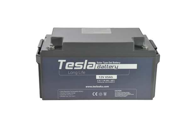 TESLA 12V 65AH SOLAR JEL AKÜ (YENİ ÜRETİM)