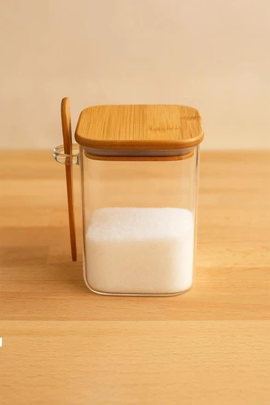 Bambum Spicy - Kaşıklı Cam Saklama Kabı 12cm - Resim 2