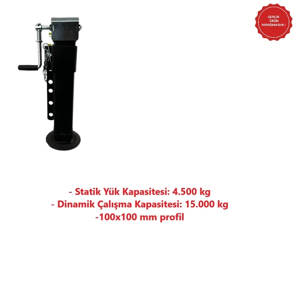 Çayırova Şanzımanlı Ayarlı Römork Kriko 100x100mm-15.000 KG - Resim 2