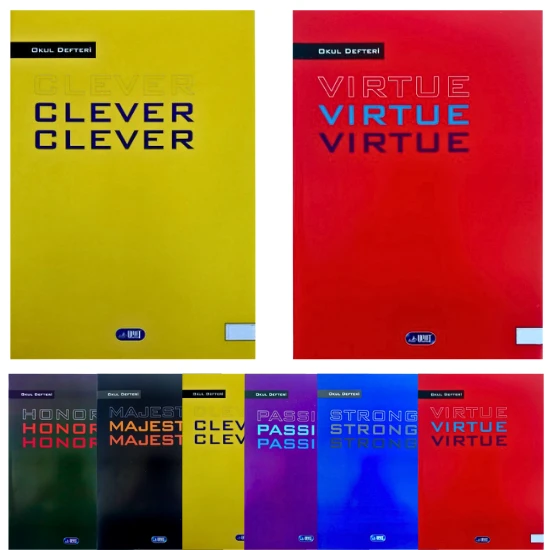 1 adet a4 boy 60 yaprak kareli defter karton kapak kenarı kırmızı çizgili - Resim 3