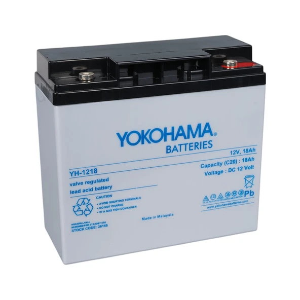 Yokohama YH-121.8 12 Volt 18 Amper Akü (181x76x167 mm) ürün görseli